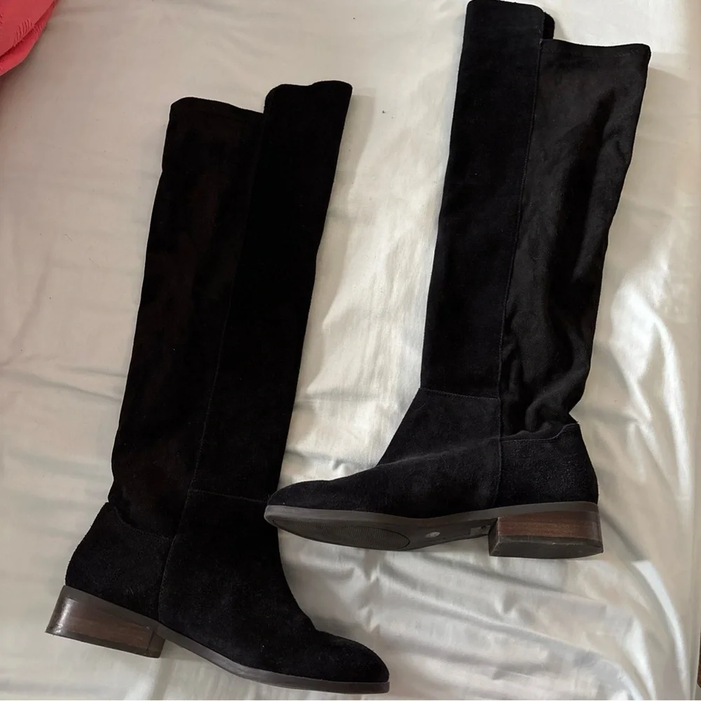 Lucky Brand Calypso Over The Knee Slouchy  Boots Black Suede Size 8.5